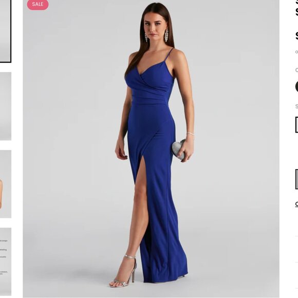 Windsor Sasha Formal High Slit Wrap Dress Royal Blue Large NWT - Picture 2 of 8